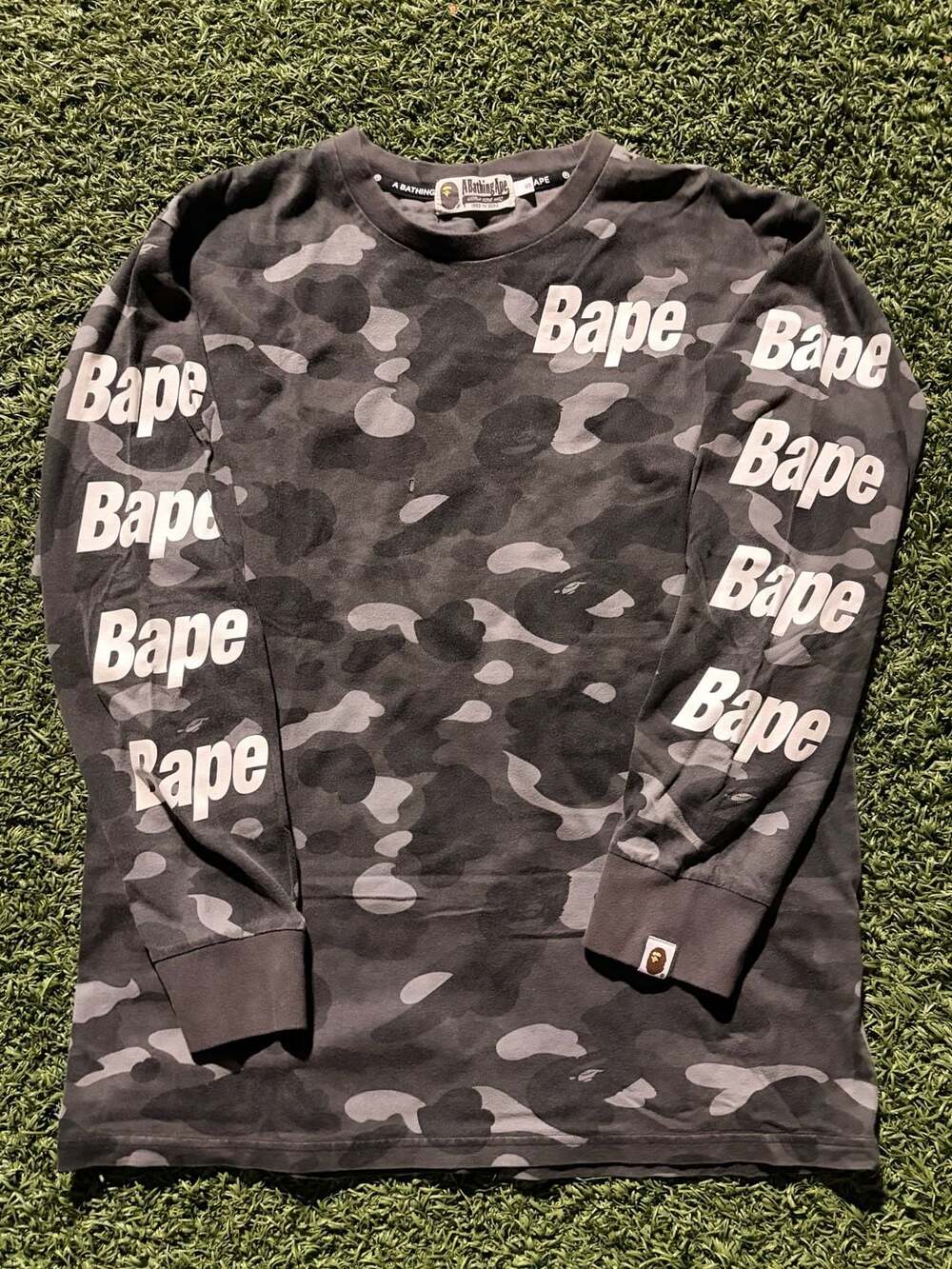 A Bathing Ape Black Camo Long Sleeve Size S